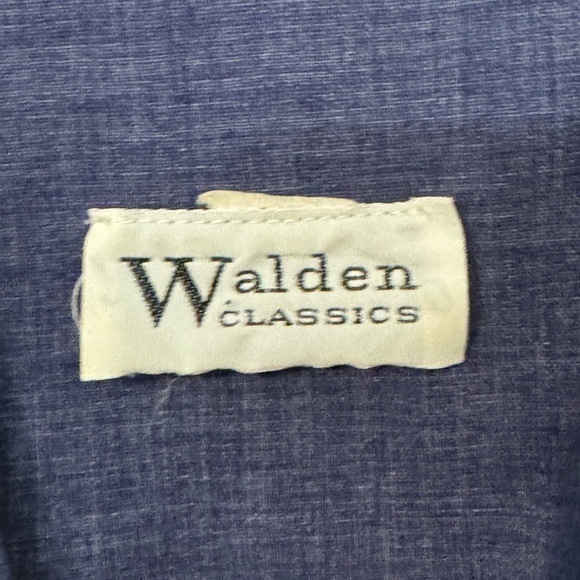 Vintage Dress 80s Walden Classics Secretary XL Blue Pockets Sleeveless Chambray - Picture 8 of 8